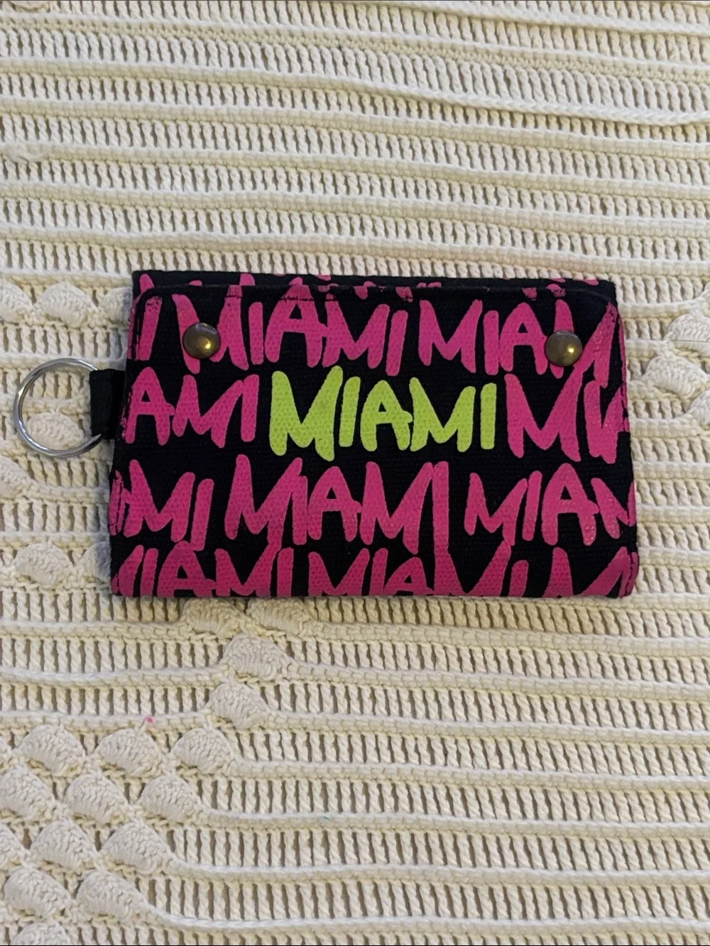 Robin Ruth Black Trifold Miami Wallet with White 'Have a Nice day!' Print
